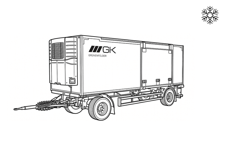 2-axle bogie trailer with refrigerated compartment and refrigeration unit