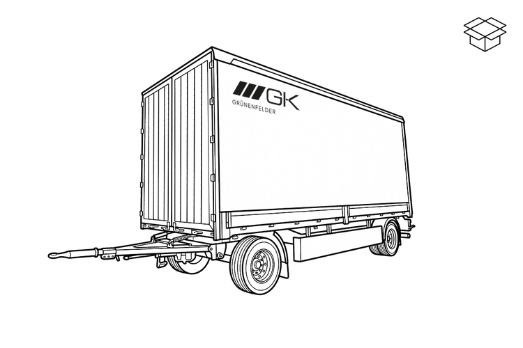 2-axle bogie trailer with canopy and lift